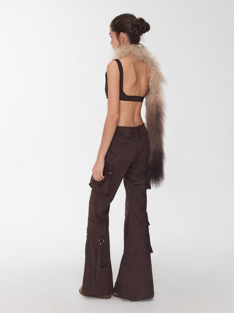 Suede Mesh Lace-Up Bralette