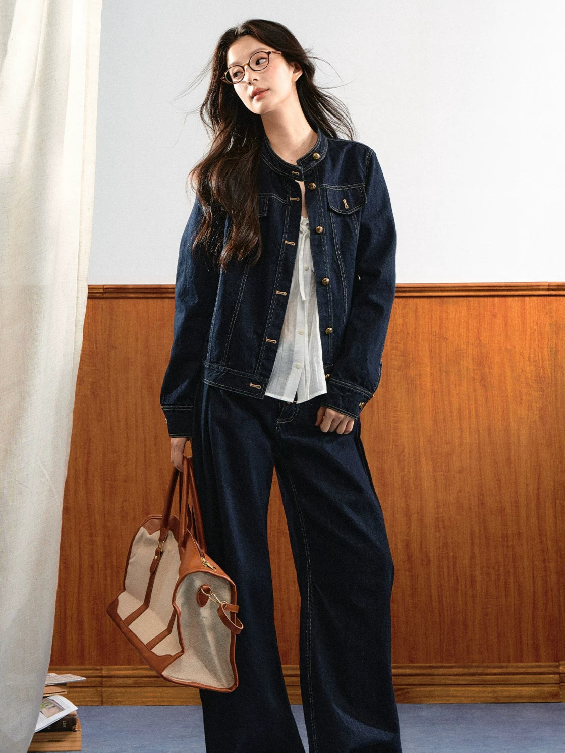 Gold Button Denim Set
