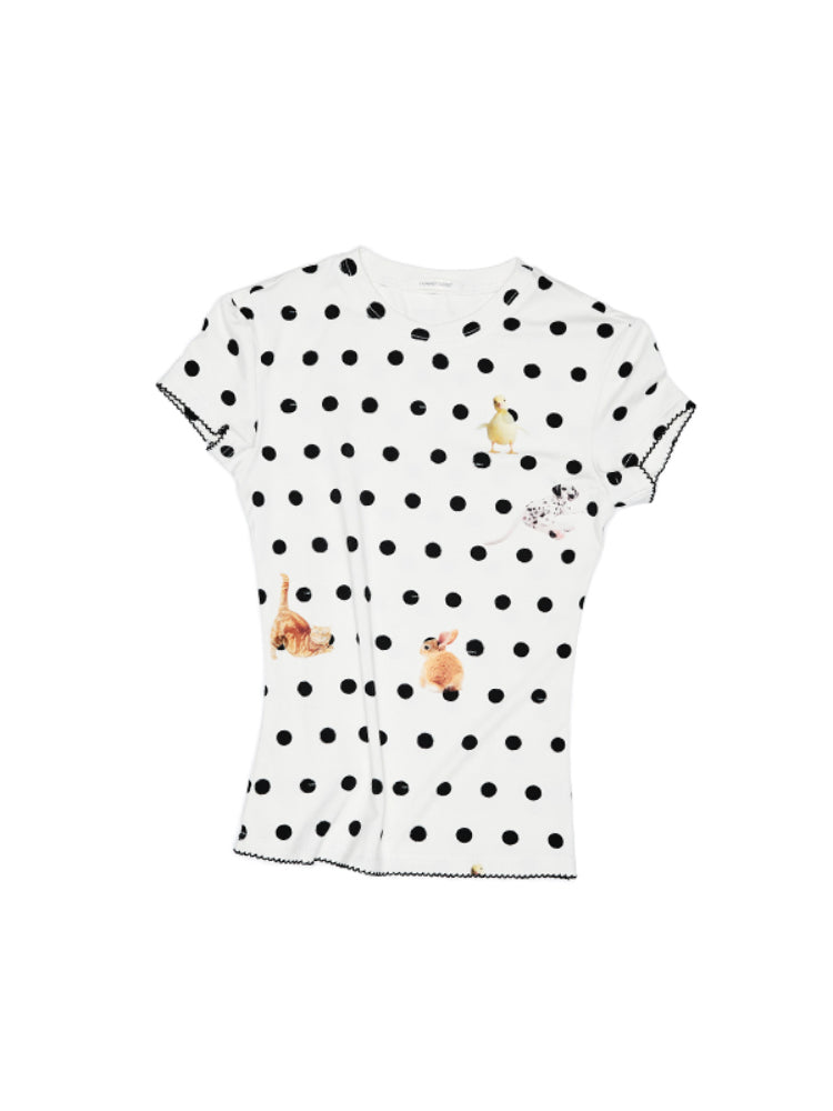 Cats &amp; Dogs Love Polka Dot Print T-Shirt