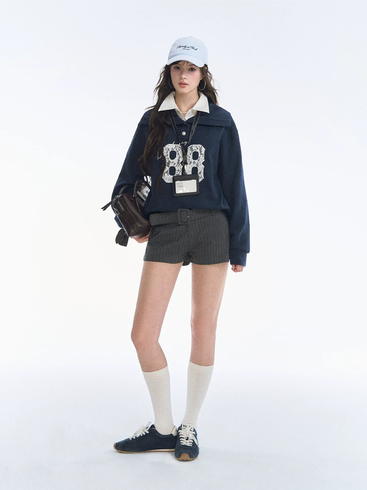 Vintage Lace Collar Embroidered Sweatshirt