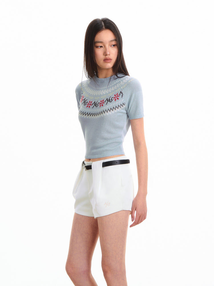 Fair Isle Jacquard Knit T-shirt