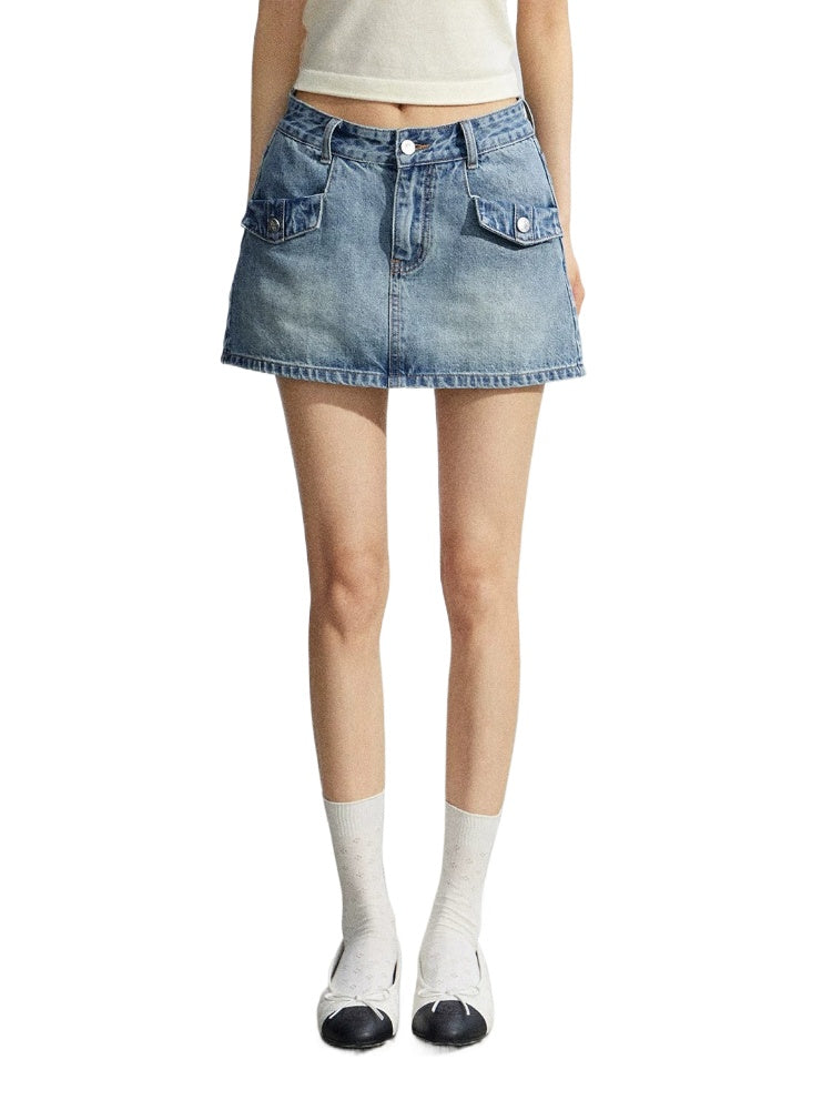 Blue Denim A-line Skort