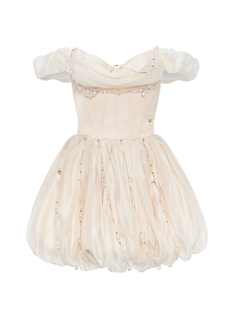 Strapless Waist Cinched Puff Dress