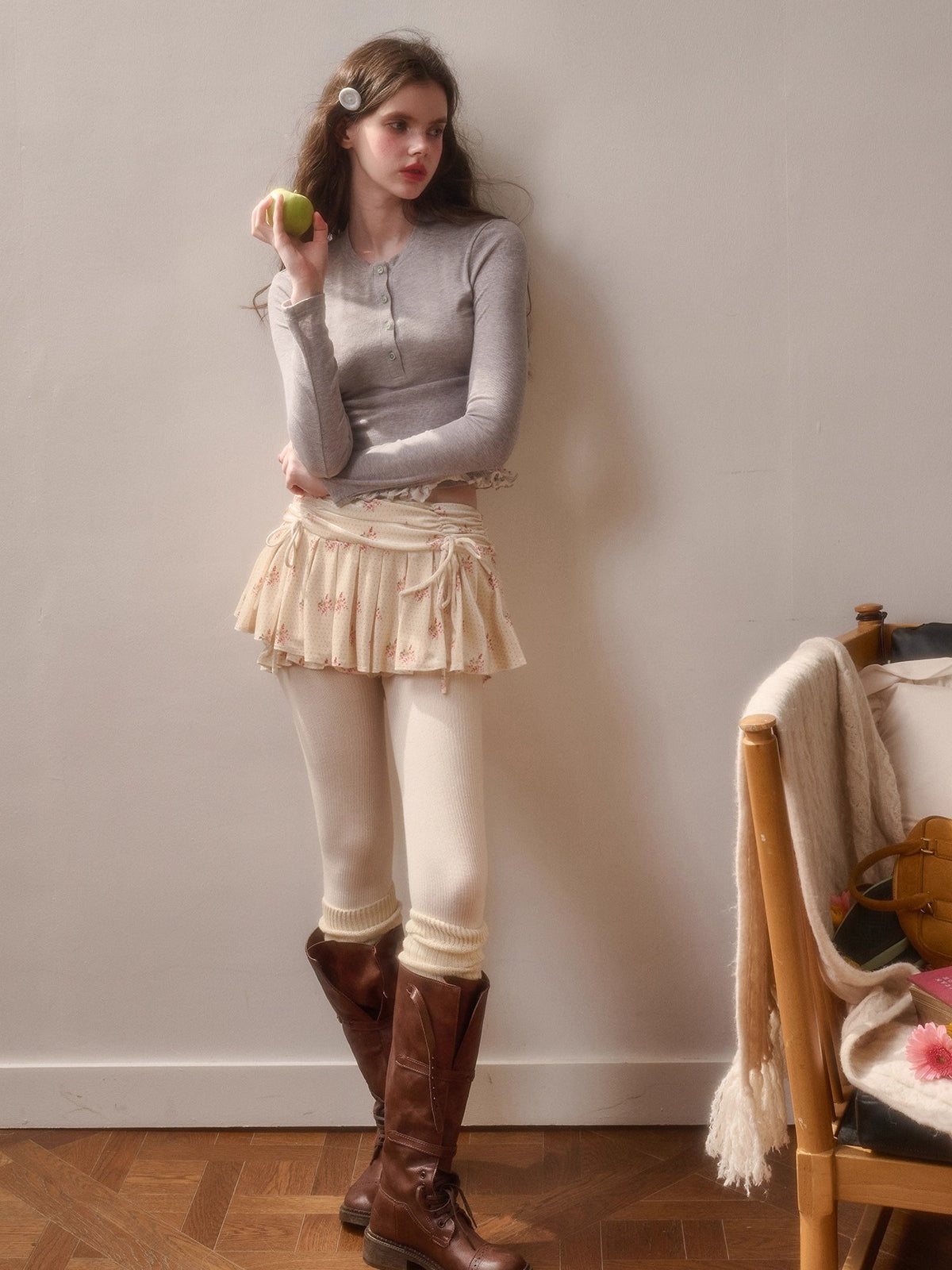 Printed Ruffle-Hem Top