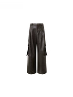 Vintage PU Cargo Wide-Leg Pants