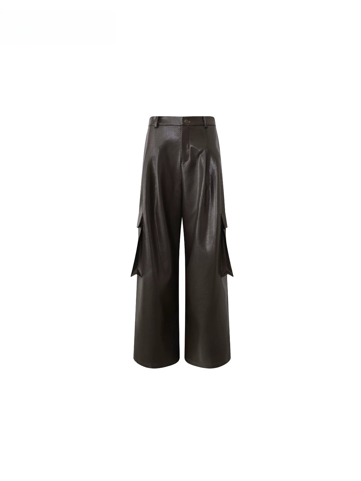Vintage PU Cargo Wide-Leg Pants
