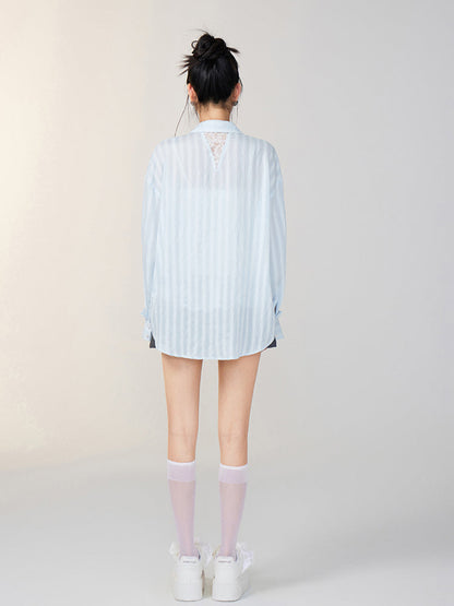 Lace-Trimmed Floral Shirt