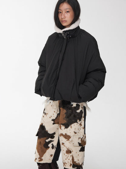 Cow Pattern Faux Fur Shorts