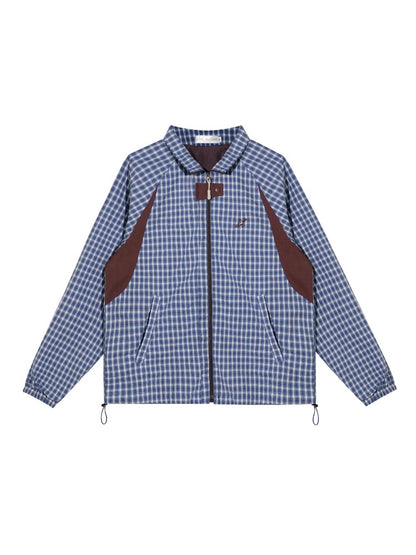 Plaid Contrast Windbreaker Jacket