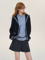 Contrast Sailor Collar Cable Cardigan