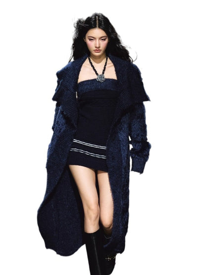 Knit Cardigan Colorblock Dress Set