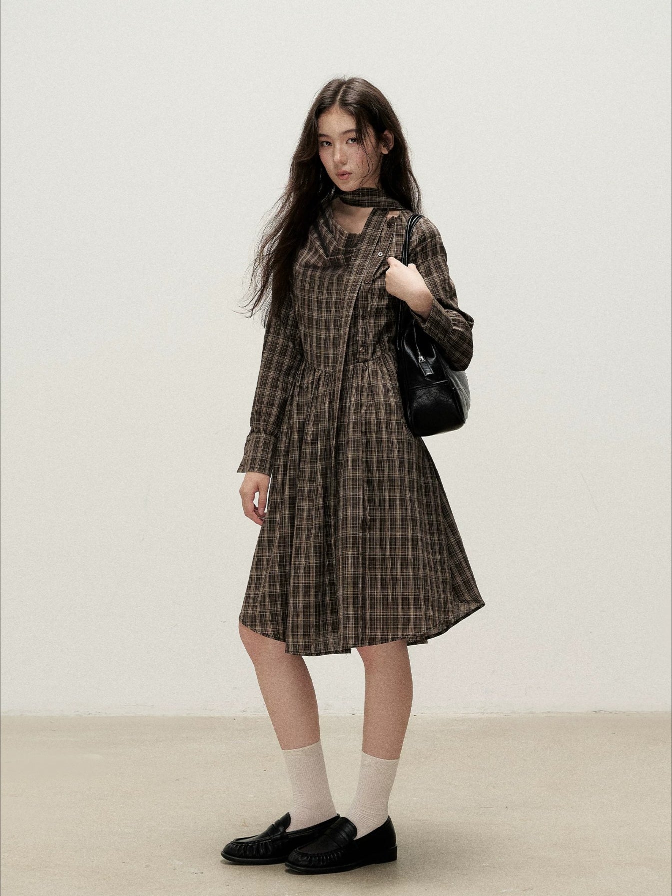 Plaid Cowl Dress