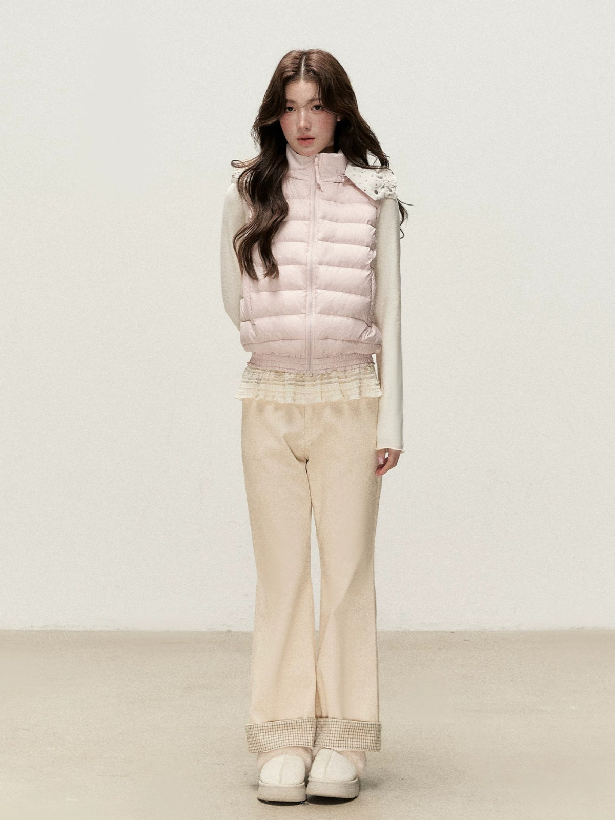 Reversible Floral Detachable Hood Down Vest