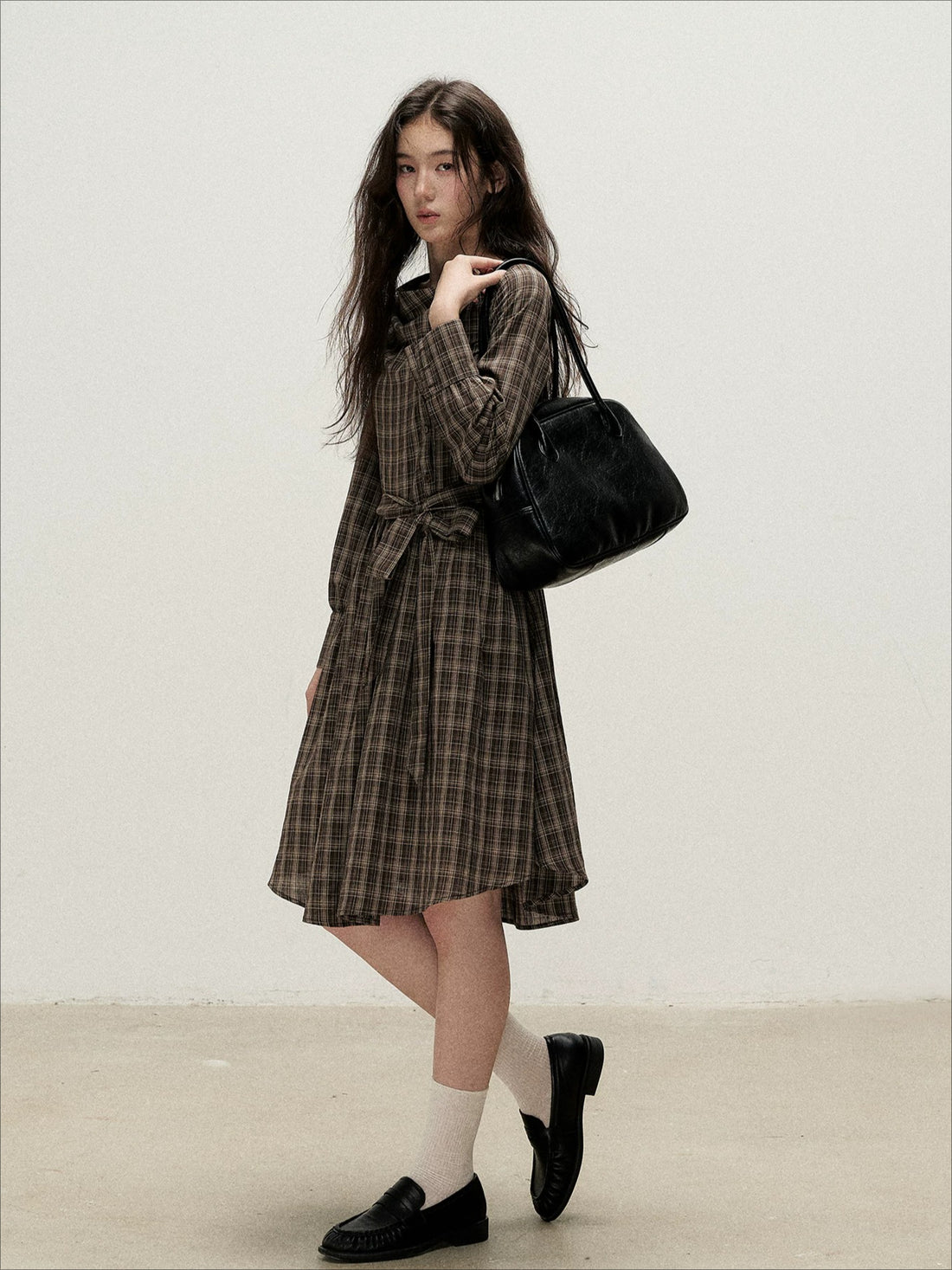 Plaid Cowl Dress