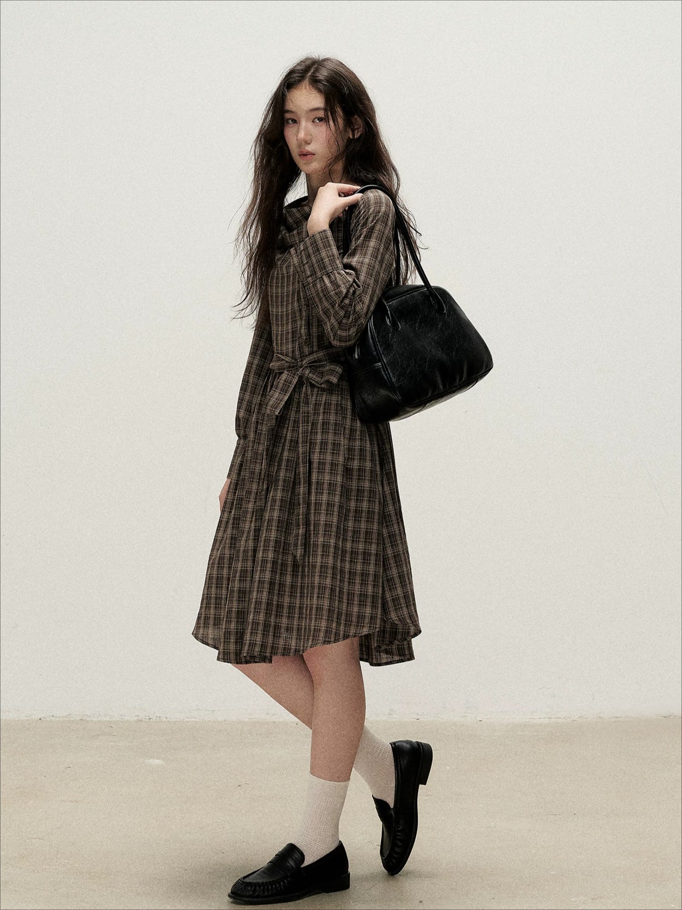 Plaid Cowl Dress