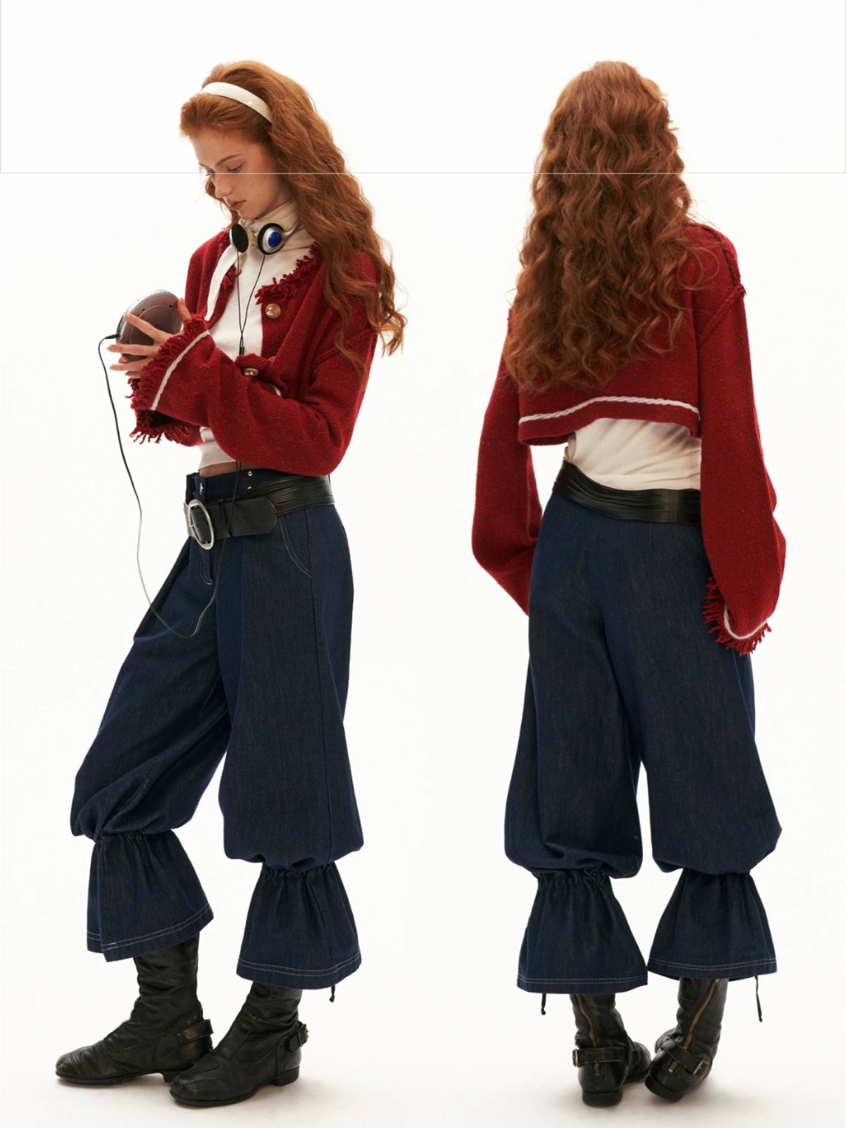 Wool Cropped Bell Sleeve Cardigan