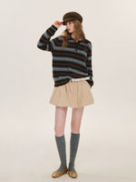 Vintage Striped Wool Polo Sweater