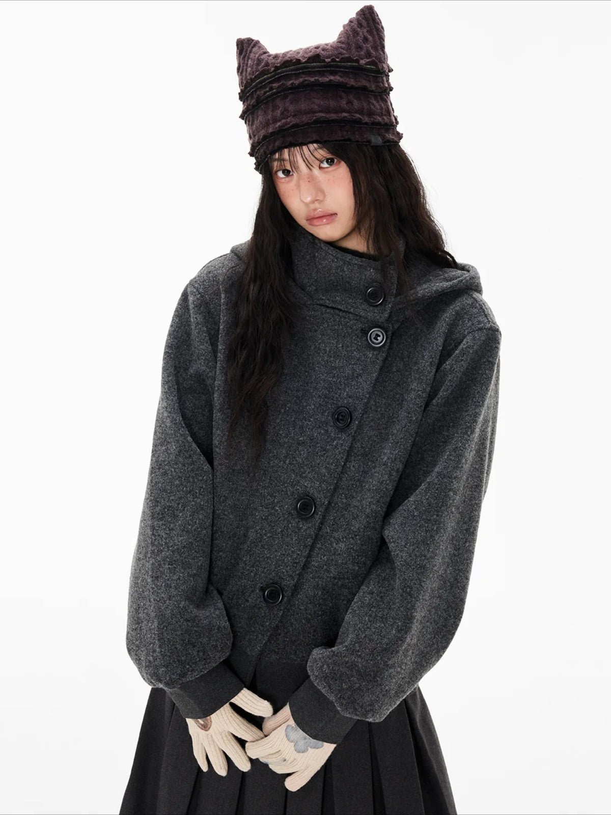 Hooded Wool Blend Jacket