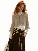 Textured Hooded Flare Sleeve Sweater