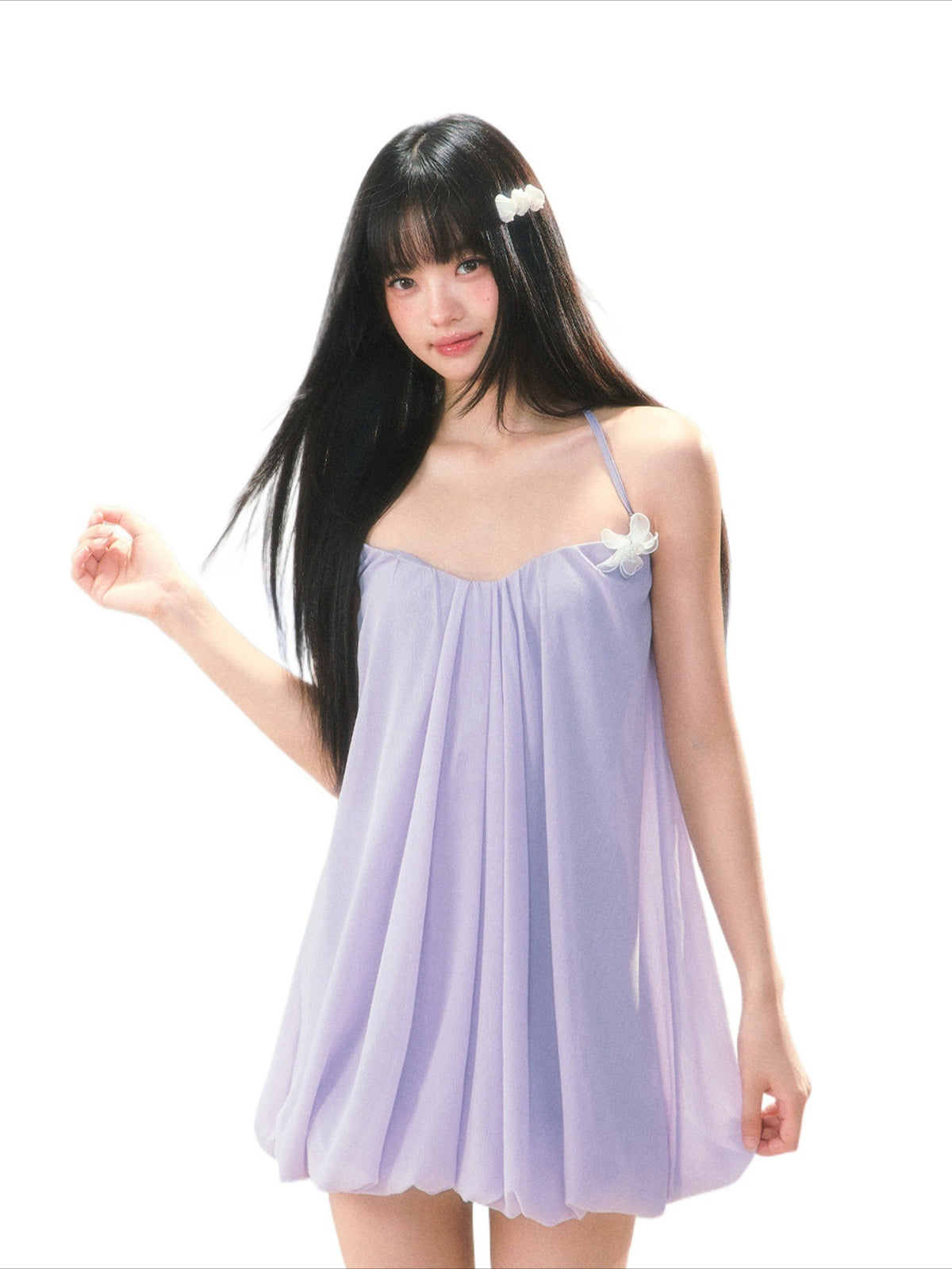 Purple Floral Halter Mini Dress