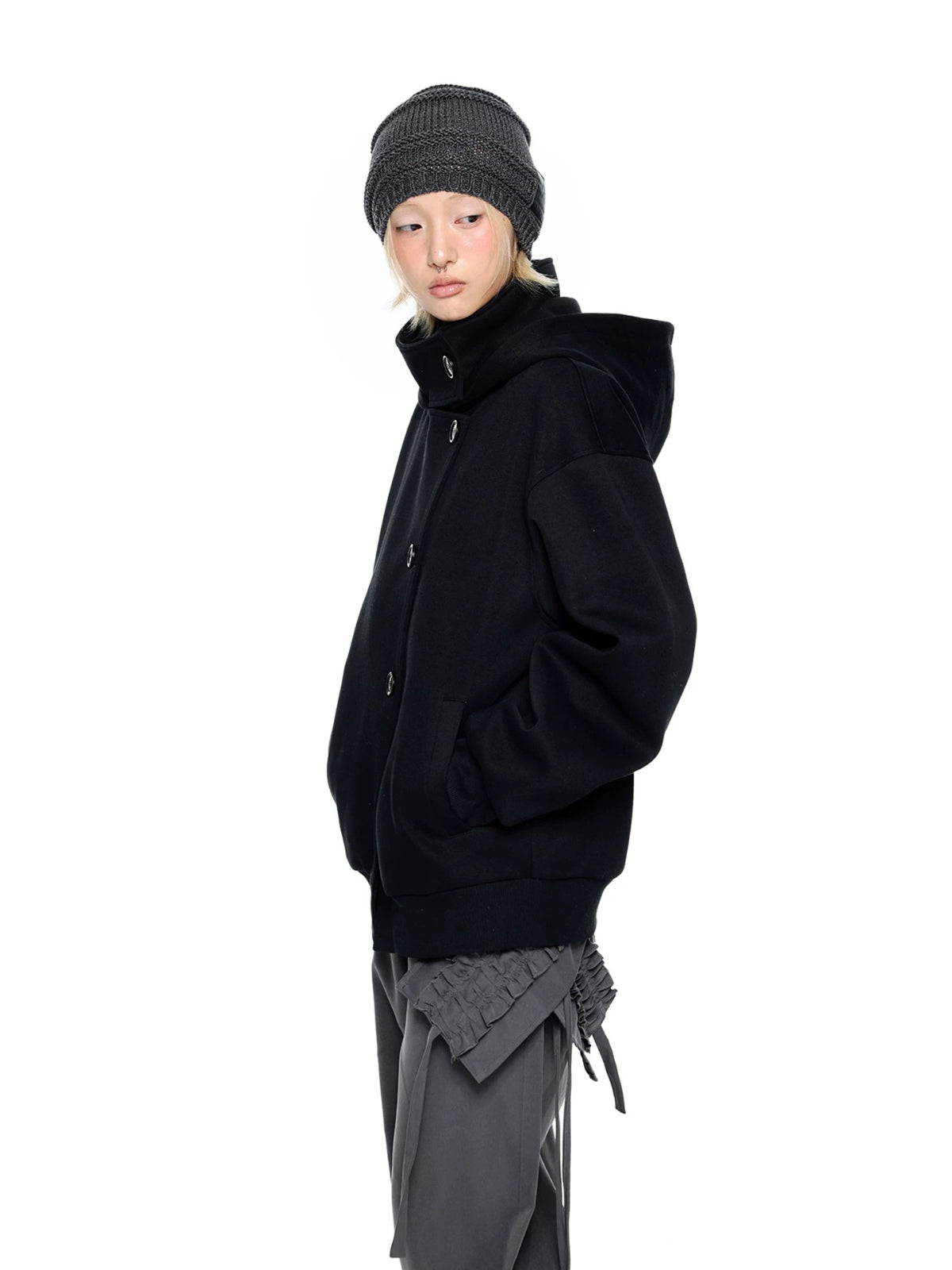 Academy Button Cropped Hoodie