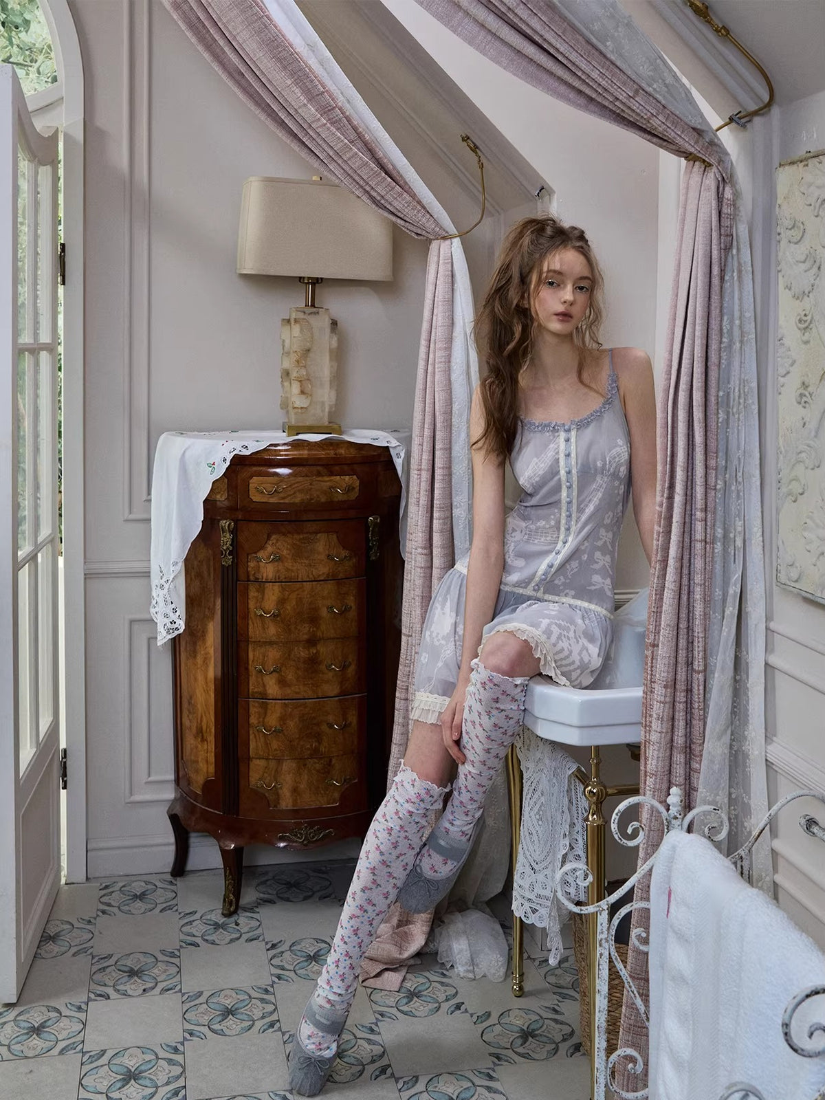 Pixel Print Chiffon Dress