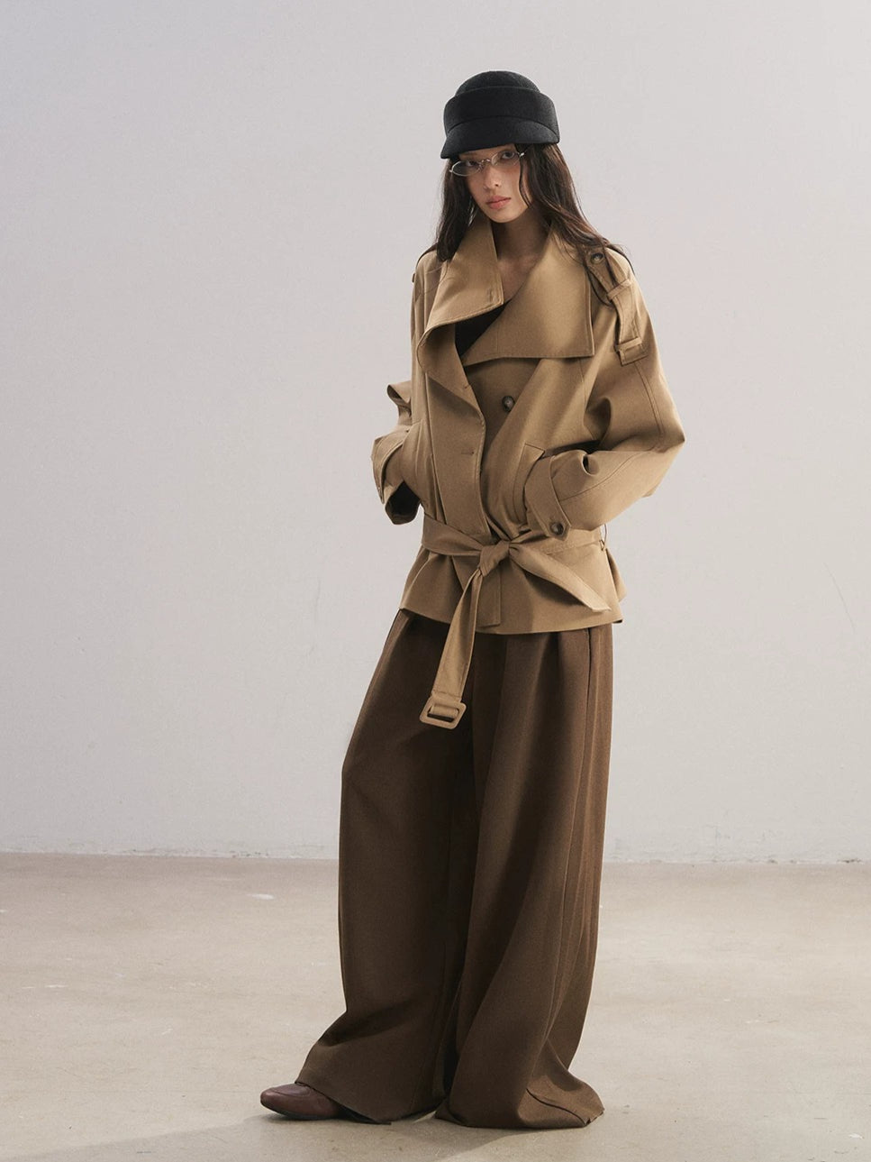 Stand Collar Tencel Trench Coat