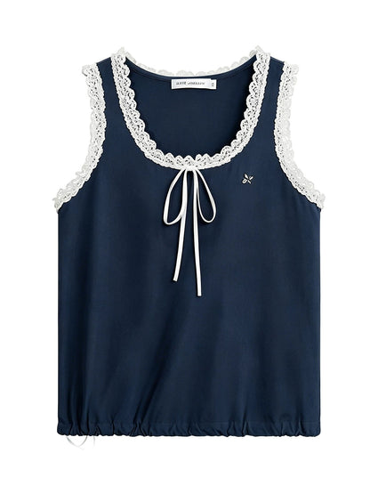 White And Blue Lace Trim Set