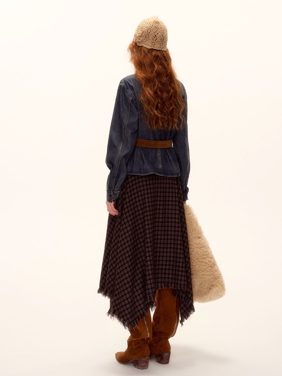 Washed Denim Belted Polo Shirt