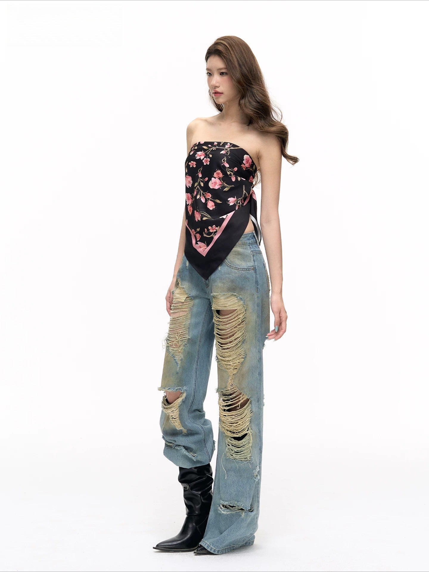 Air Garden Satin Scarf Top