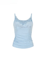 One-Shoulder Rhinestone T-shirt & Tank Top Set