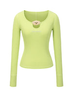 Hollow Chest Long-Sleeve Slim Fit T-Shirt