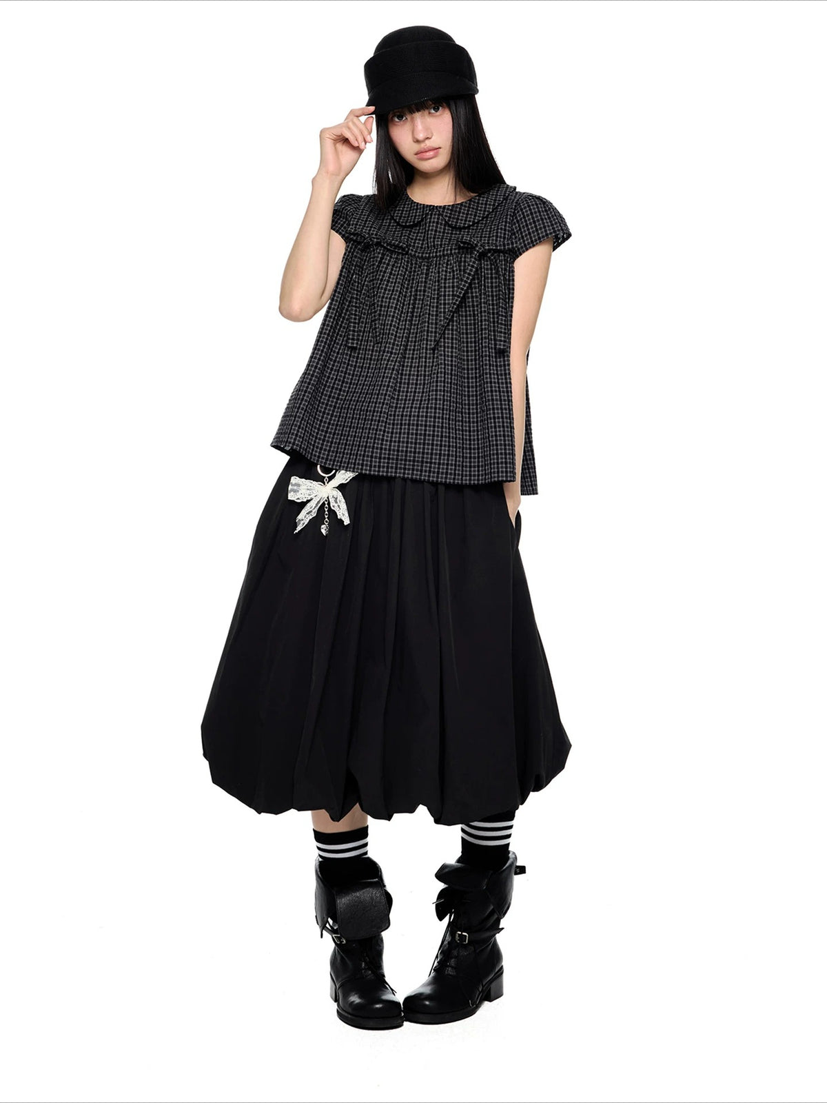 Plaid Peter Pan Top