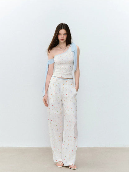 Printed One-Shoulder Top