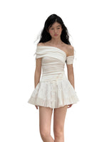 Diagonal Strap Off-shoulder T-shirt