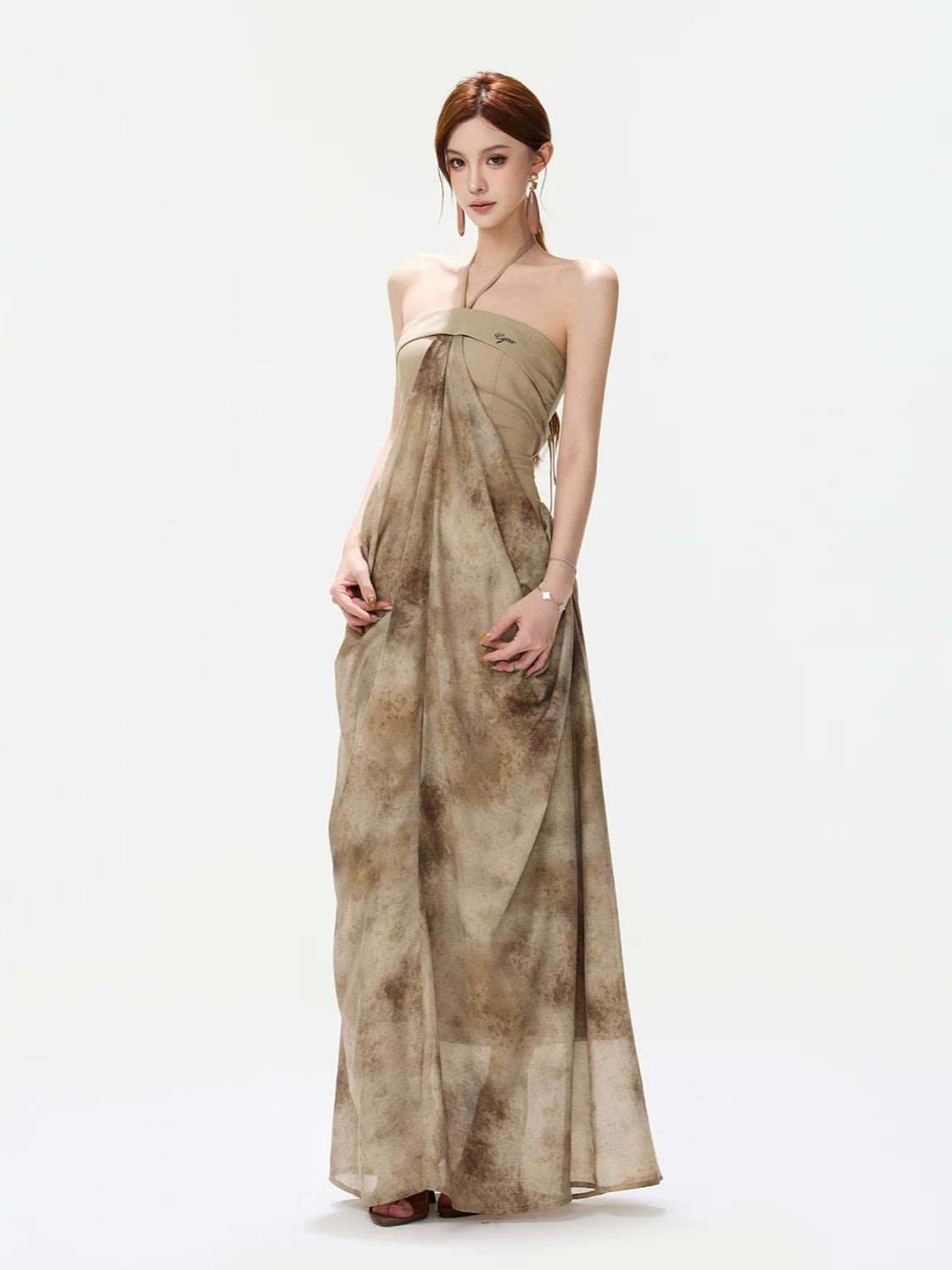 Watercolor Halter Maxi Dress