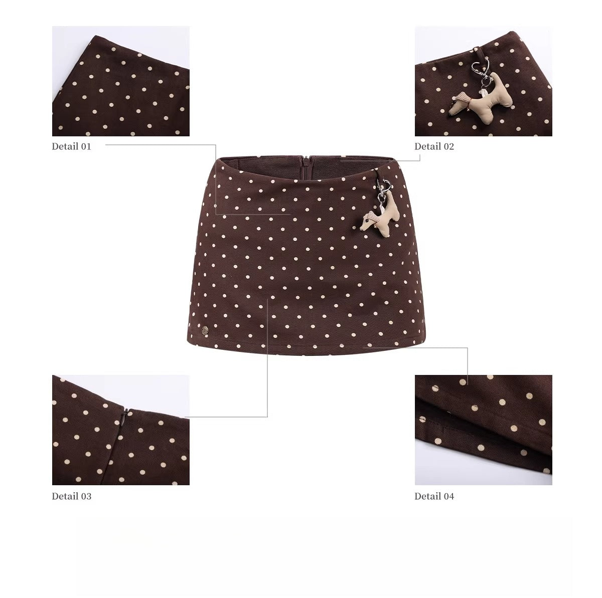 Brown Vintage Polka Dot Mini Skirt