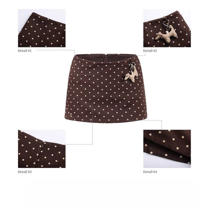 Brown Vintage Polka Dot Mini Skirt