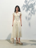 Embroidered Shirt-Collar Tea-Break Dress
