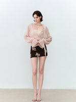 Sequin Embroidered Mini Skirt