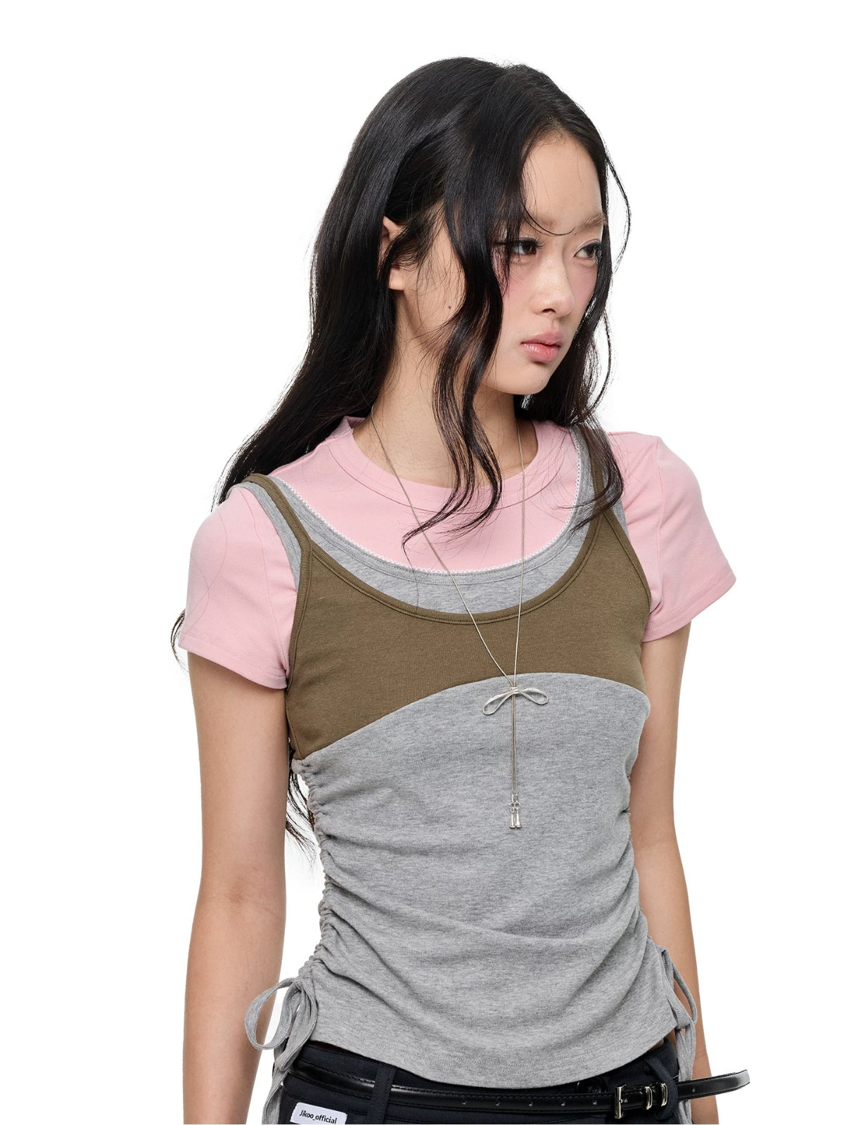 Korean Lace Trim Drawstring T-Shirt