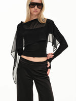 Draped Collar Knit Top