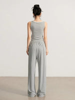 Navy & Gray Striped Tank Pants Set