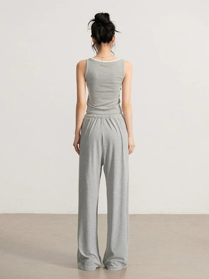 Navy &amp; Gray Striped Tank Pants Set