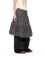 Ruffle Layered Midi Skirt