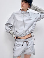 Color Block Outdoor Sports Jacket & Shorts Set