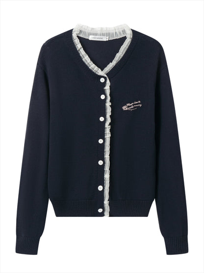 Rose Embroidery Knit Cardigan