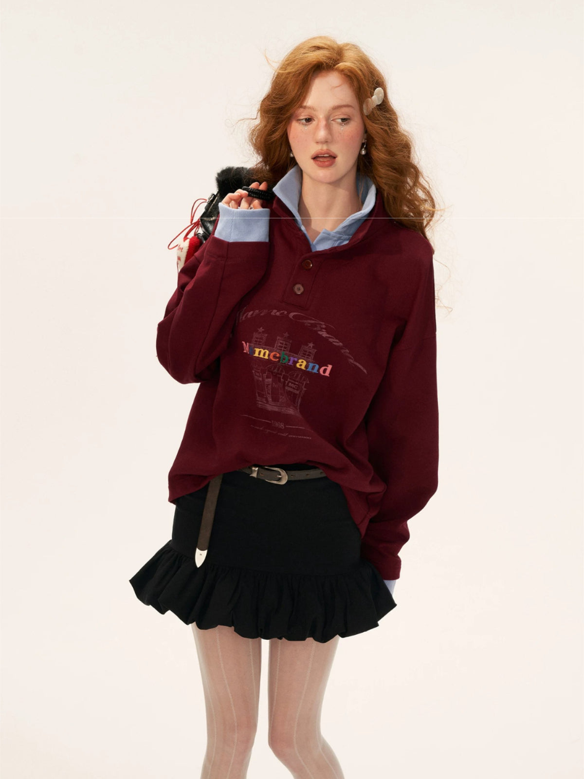 Polo Collar Oversized Sweatshirt