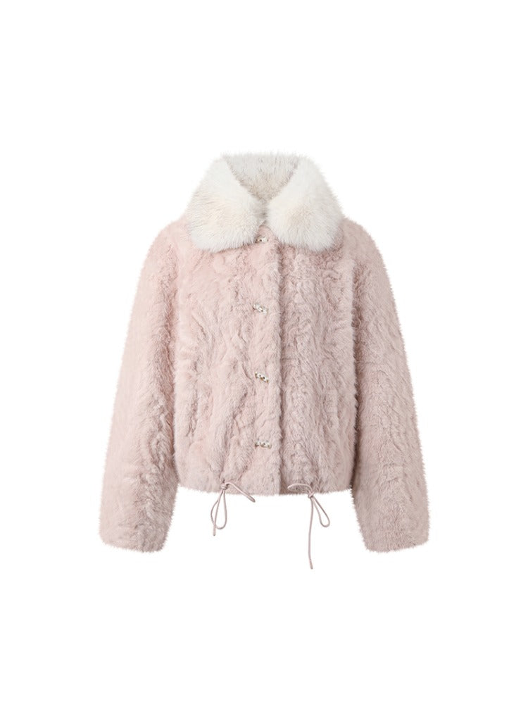 Color-block Faux Fur Coat