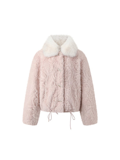 Color-block Faux Fur Coat